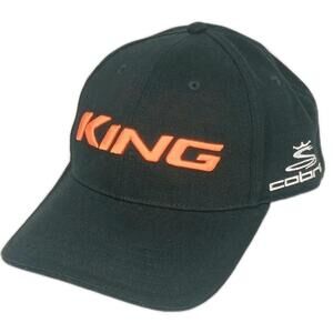 King Cobra Hat Golf Cap Strap Back Black With Orange Stitching Embroidered Logo
